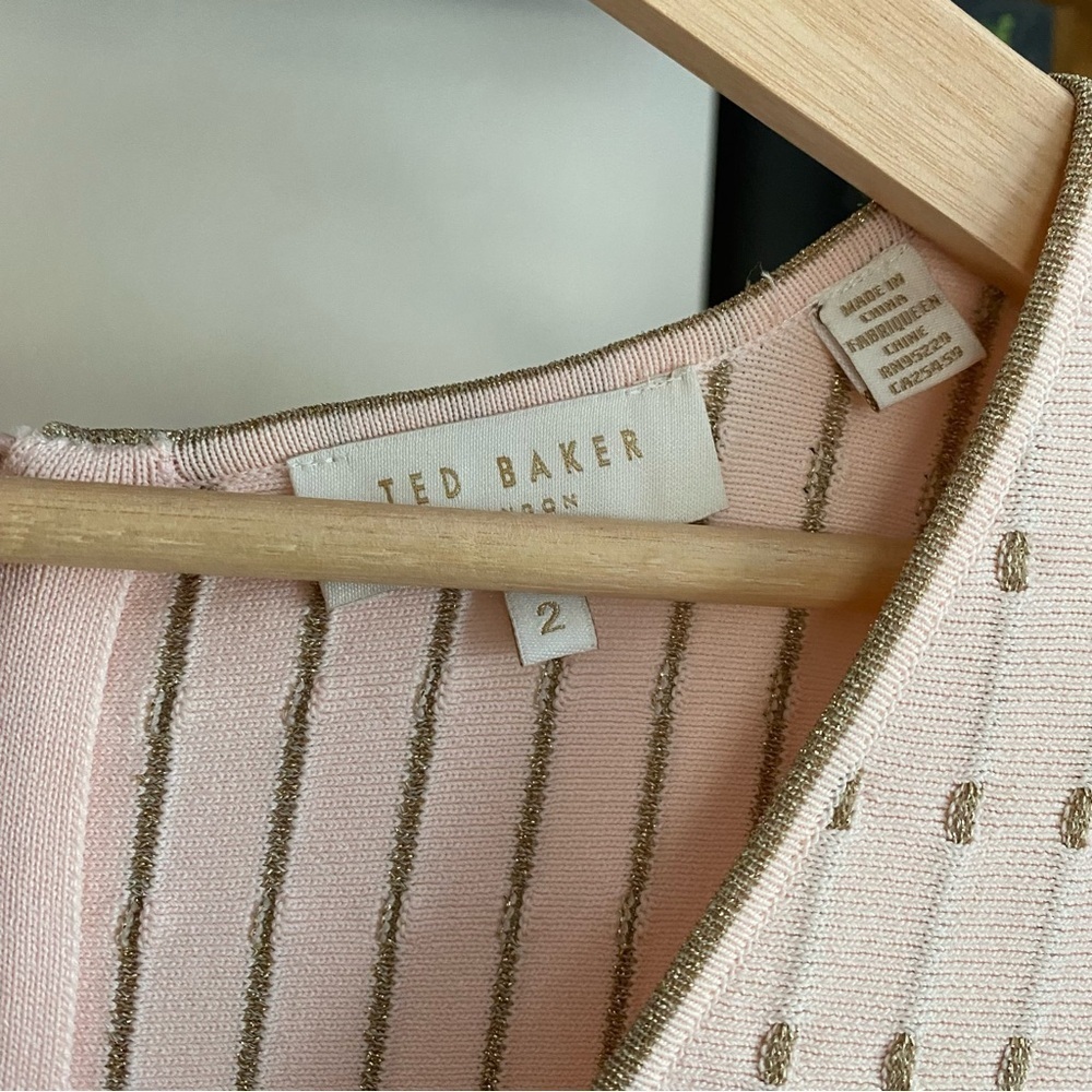 Ted Baker London Pastel Pink Gold Maciiey Knit Sweater Dress 6 - Picture 12 of 16